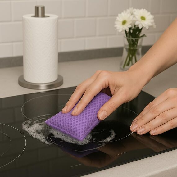 mr.Green – 4er Set Wiederverwendbare Schwämme – Waschbar, Langlebig, Geruchsneutral – Für Küche & Bad – Umweltfreundlich & Kratzfrei (Lila)