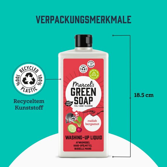 Marcel's Green Soap - Spülmittel Radieschen & Bergamotte - Geschirrspülmittel - Umweltfreundlich - Vegan - 97% Biologisch abbaubar - 500 ml