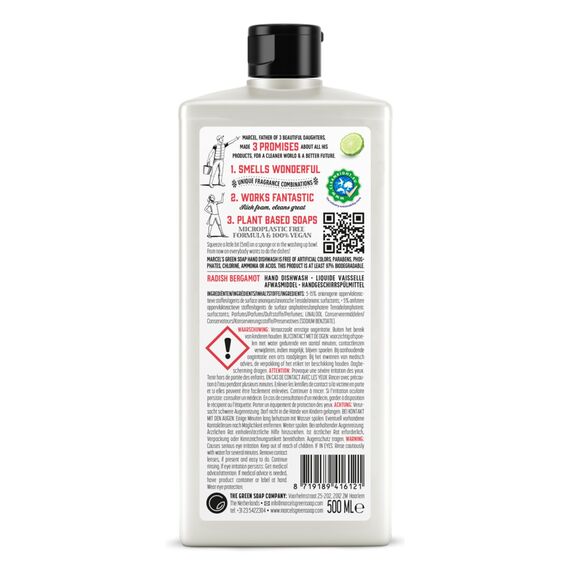 Marcel's Green Soap - Spülmittel Radieschen & Bergamotte - Geschirrspülmittel - Umweltfreundlich - Vegan - 97% Biologisch abbaubar - 500 ml