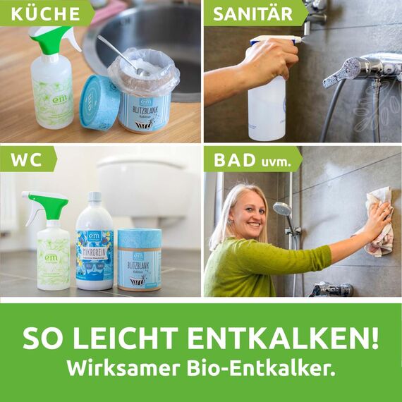 Fischer's EM-Chiemgau® Blitzblank Kalklöser – Natürlicher Entkalker für Küche & Bad – Granulat mit Fruchtsäuren – Entfernt Kalkablagerungen umweltfreundlich – ECOCERT zertifiziert – 3,5kg