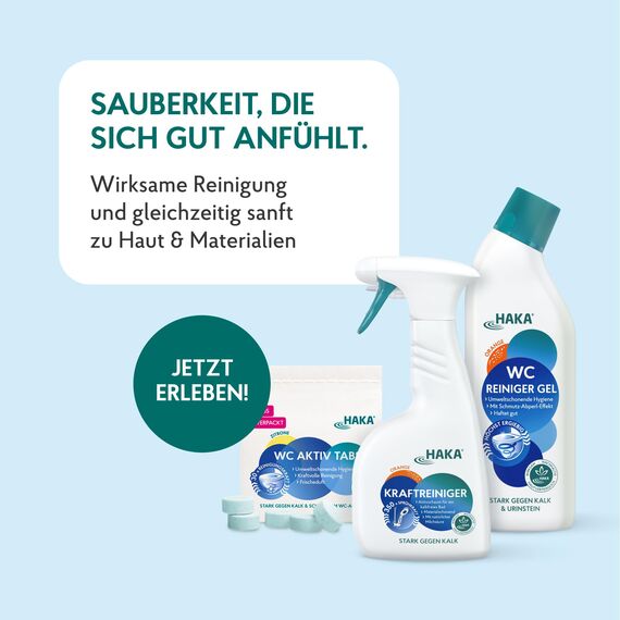 HAKA Kraftreiniger Spray Nachfüller, 3L, Badreiniger, starke Kalk- und Schmutzlösekraft, für Bad und Dusche, umweltfreundlich, Orangenduft, vegan