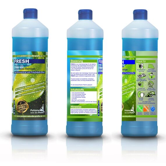 Putzen wie die Profis – 4er Set Hochkonzentrierte Reinigungsmittel für Haushalt & Bad - Fresh, Easy, GlasRein & AMI - fettlösend, kalklösend, streifenfrei - tierversuchsfrei & umweltfreundlich