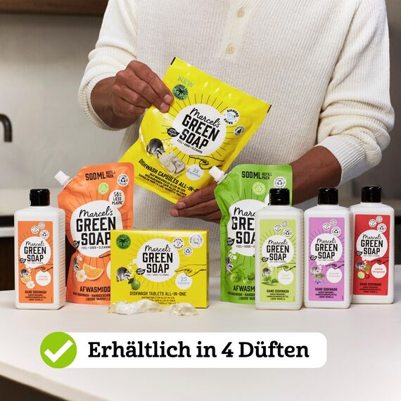 Marcel's Green Soap - Spülmittel Nachfüllpack Orange & Jasmin - Geschirrspülmittel Nachfüllpackung - Umweltfreundlich - Vegan - 97% Biologisch abbaubar - 500 ml