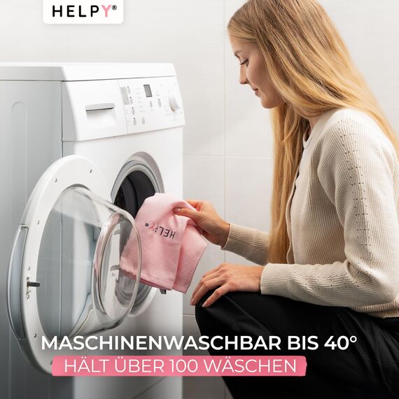 H E L P Y® - Putztücher [2er Set] - streifenfreie Fensterputztücher - fusselfreie Reinigungsergebnisse - Microfasertuch für Küche, Bad, Auto, Fenster - rosa/grau