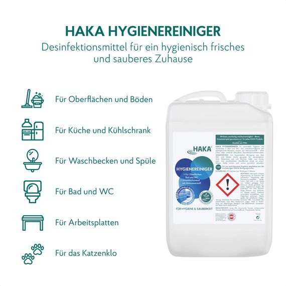 HAKA Hygienereiniger Konzentrat Nachfüller, 3L, Badreiniger, Hygiene für Bad, Küche & Böden, kalklösend, chlorfrei & hautverträglich, vegan, umweltfreundlich