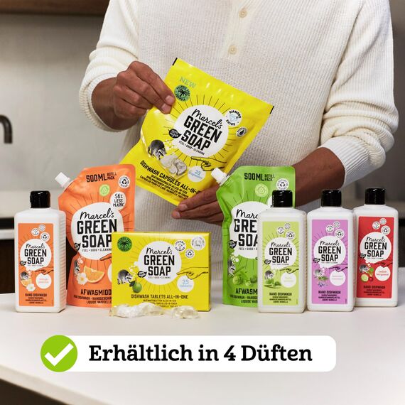 Marcel's Green Soap - Spülmittel Nachfüllpack Basilicum & Vetiver - Geschirrspülmittel Nachfüllpackung - Umweltfreundlich - Vegan - 97% Biologisch abbaubar - 500 ml