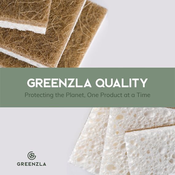 Greenzla Natürliche Küchenschwämme 6 Stück – pflanzlich abbaubarer Sisal-Hanf-Geschirrschwamm – umweltfreundlich, geruchsneutral, kratzfester Scheuerschwamm für Küchenarbeitsplatten, Badewannen,
