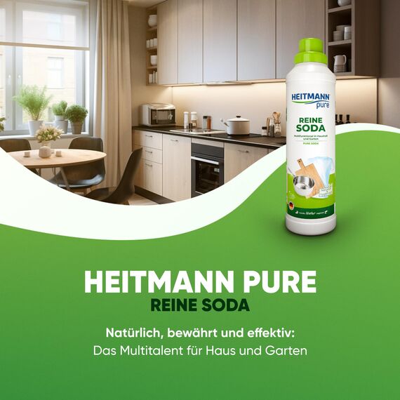 HEITMANN pure Reine Soda | Vielseitiger Reiniger für Fett, Schmutz, Flecken & Gerüche | Natürlich & umweltfreundlich | Für Haushalt & Garten | 750 ml