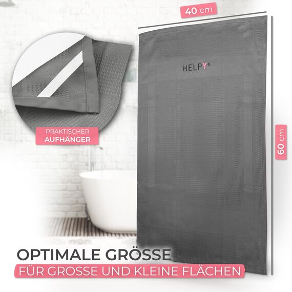 H E L P Y® Putztücher [4er Set] – streifenfreie Fensterputztücher – fusselfreie Reinigung – Microfasertücher für Küche, Bad, Auto & Fenster – hell-/dunkelgrau – 40 x 60