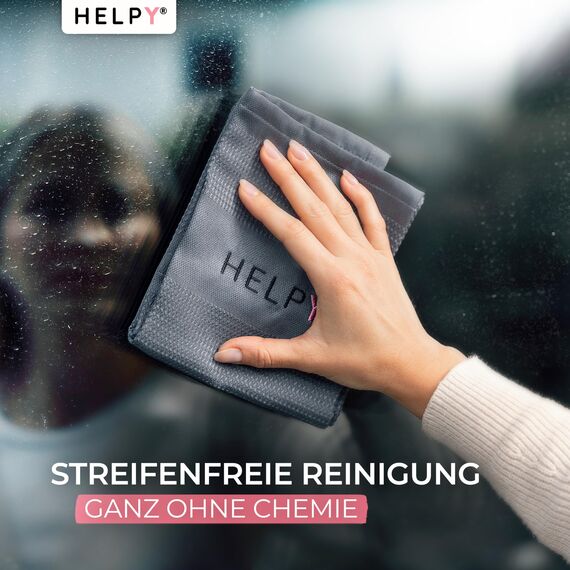 H E L P Y® Putztücher [4er Set] – streifenfreie Fensterputztücher – fusselfreie Reinigung – Microfasertücher für Küche, Bad, Auto & Fenster – hell-/dunkelgrau – 40 x 60