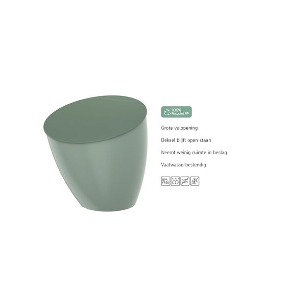 Mepal - Küchenabfalleimer Calypso - Kleiner Mülleimer mit Deckel - Komposteimer Küche - Ideal für die Küchenorganisation - Küchenhelfer & Spülmaschinenfest - 2200 ml - Nordic sage