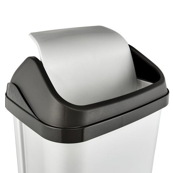 keeeper swantje 2x Mülleimer mit Schwingdeckel, 25 l, 33,5 x 25,5 x 53,5 cm, Light Silver