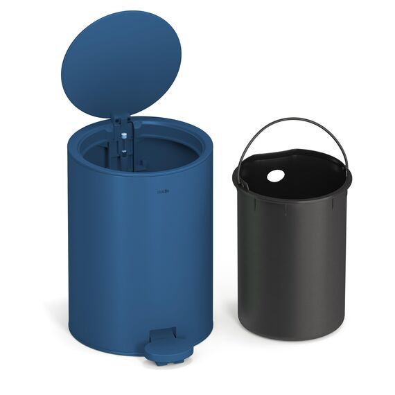 stardis 3 Liter Treteimer Edelstahl matt Softclose Klappdeckel leise schließend Inneneimer Mülleimer Abfalleimer Badeimer blau