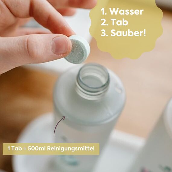 klæny® Nachhaltige Putzmittel Tabs I Refill Tabs Set I 6x Badreiniger Kalk Schmutz I Umweltfreundlich & Vegan I 1 Tab für 500ml Wasser I entfernt 99,9% der Bakterien I Mikroplastikfrei