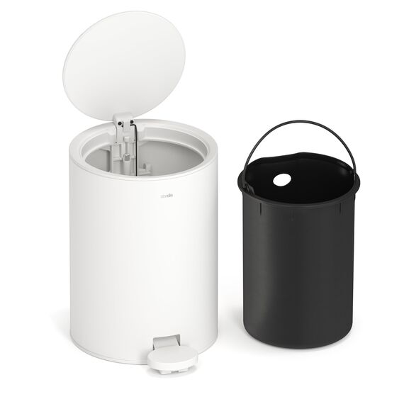 stardis 3 Liter Treteimer Edelstahl matt Softclose Klappdeckel leise schließend Inneneimer Mülleimer Abfalleimer Badeimer weiß