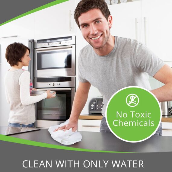 Streifenfreies Mikrofasertuch für alle Oberflächen und nur mit Wasser. Umweltfreundlich, 40 cm groß, perfekt für Fenster, Spiegel, Küchentheke, Geräte, Auto, Fahrrad, TV-Bildschirm, 3er-Pack