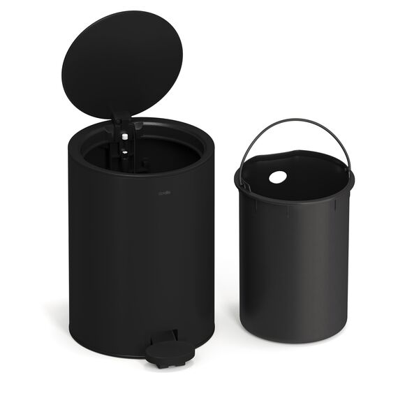 stardis 3 Liter Treteimer Edelstahl matt Softclose Klappdeckel leise schließend Inneneimer Mülleimer Abfalleimer Badeimer schwarz