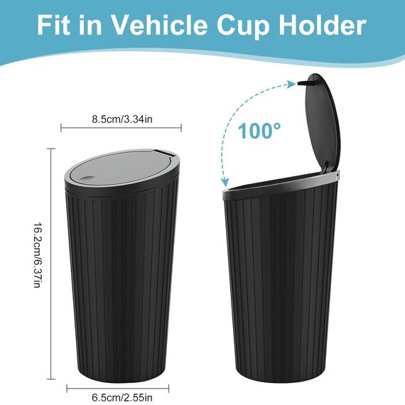 Auto Mülleimer mit Deckel, Klein, für Innenraum, Wasserdicht & Geruchshemmend, 2 Rollen Müllbeutel, Praktischer Mini für Autos, Zuhause, Büro, Schlafzimmer