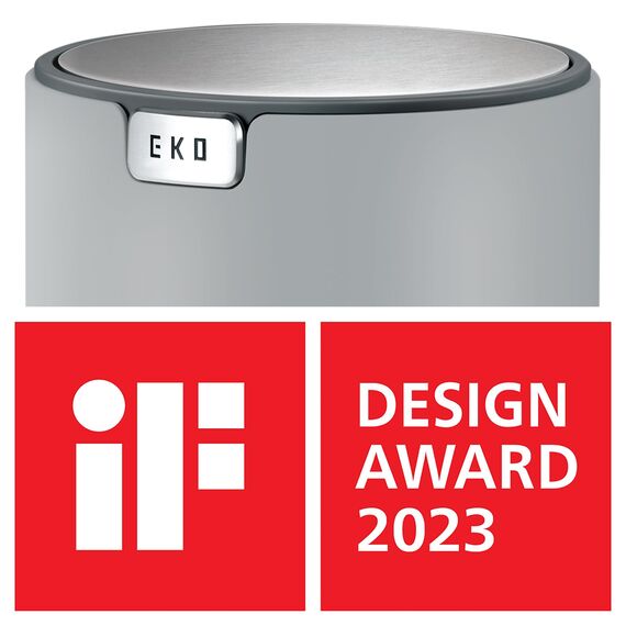 EKO Mini Tischmülleimer mit Schwingdeckel, 1,5 Liter Kosmetikeimer, kleiner Schreibtisch-Mülleimer, runder Tischabfalleimer für Büro, Bad, Schreibtisch, Schlafzimmer (Grau)