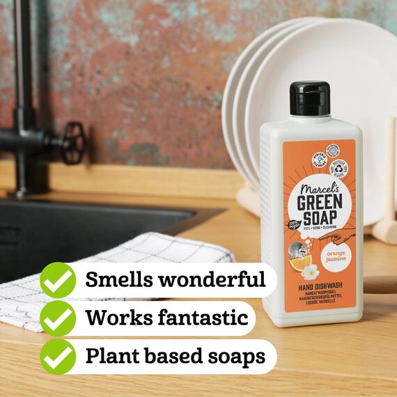 Marcel's Green Soap - Spülmittel Orange & Jasmin - Geschirrspülmittel - 100% Umweltfreundlich - 100% Vegan - 97% Biologisch abbaubar - 500 ml (Packung mit 2)