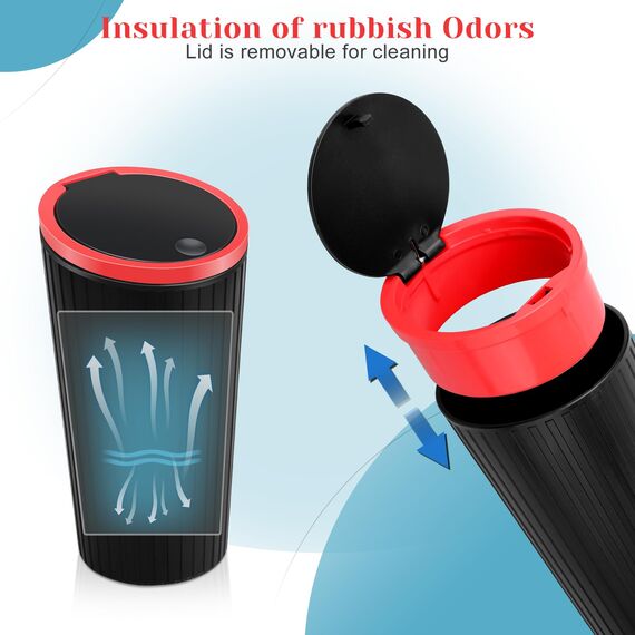 Auto Mülleimer mit Deckel, Wasserdicht & Geruchshemmend, mit 5 Rollen Müllbeutel, Praktischer Mini Mülleimer für Autos, Zuhause, Büro, Schlafzimmer
