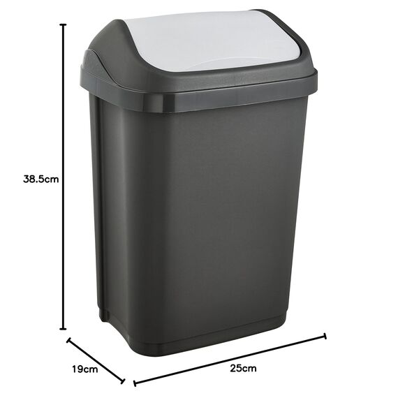 keeeper Mülleimer mit Schwingdeckel, 10 l, Swantje, Graphit-Grau (Packung mit 2)