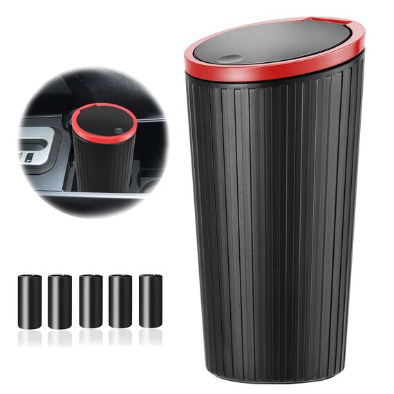 Auto Mülleimer mit Deckel, Wasserdicht & Geruchshemmend, mit 5 Rollen Müllbeutel, Praktischer Mini Mülleimer für Autos, Zuhause, Büro, Schlafzimmer