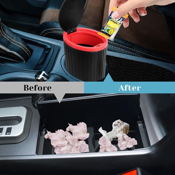 Auto Mülleimer mit Deckel, Wasserdicht & Geruchshemmend, mit 5 Rollen Müllbeutel, Praktischer Mini Mülleimer für Autos, Zuhause, Büro, Schlafzimmer