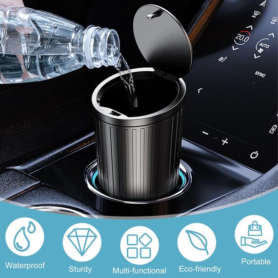 Auto Mülleimer mit Deckel, Klein, für Innenraum, Wasserdicht & Geruchshemmend, 2 Rollen Müllbeutel, Praktischer Mini für Autos, Zuhause, Büro, Schlafzimmer