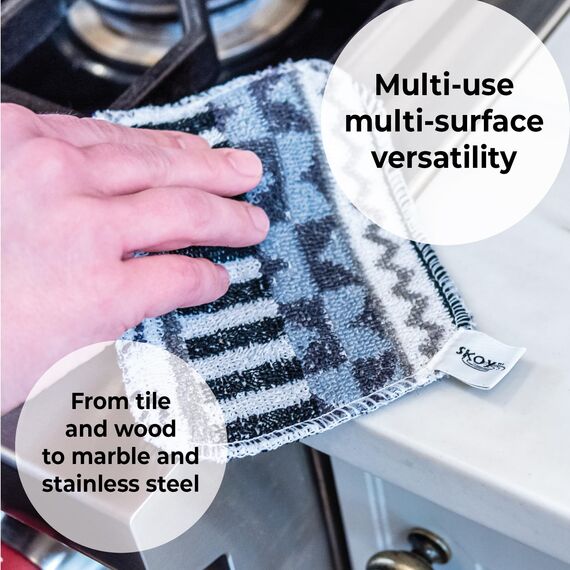 Skoy Schrubben, wiederverwendbar, kratzfester Geschirrschrubber für Küche und Haushalt, umweltfreundlich, spülmaschinenfest, weiches Peeling, Designs, 8 Stück