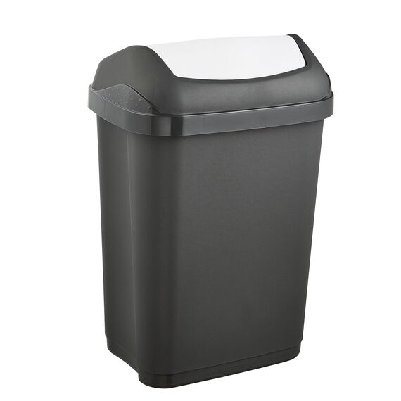 keeeper Mülleimer mit Schwingdeckel, 10 l, Swantje, Graphit-Grau (Packung mit 2)