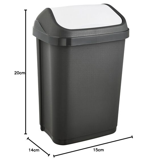 keeeper Mülleimer mit Schwingdeckel, 10 l, Swantje, Graphit-Grau