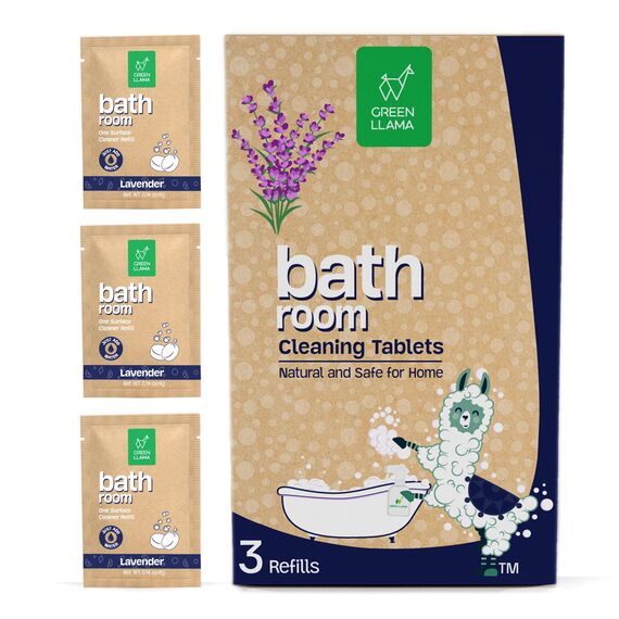 Green Llama Badezimmer Nachfüllpack 3er Pack – Zertifizierte kompostierbare Verpackung, natürliche Reinigungslösung für Badezimmer – umweltfreundlich und nachhaltig