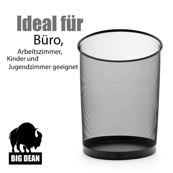 BigDean 4 Stück Papierkorb Mülleimer schwarz 20L Draht - Mülleimer Büro - hochwertiger Papiereimer für Zuhause & Büro