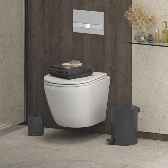 stardis 3 Liter Treteimer Edelstahl matt Softclose Klappdeckel leise schließend Inneneimer Mülleimer Abfalleimer Badeimer grau