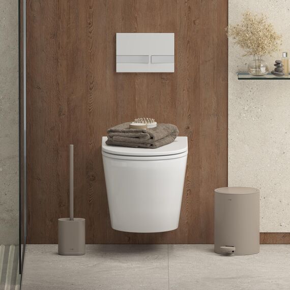 stardis 3 Liter Treteimer Edelstahl matt Softclose Klappdeckel leise schließend Inneneimer Mülleimer Abfalleimer Badeimer taupe beige