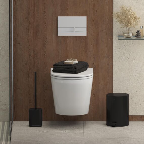 stardis 3 Liter Treteimer Edelstahl matt Softclose Klappdeckel leise schließend Inneneimer Mülleimer Abfalleimer Badeimer schwarz