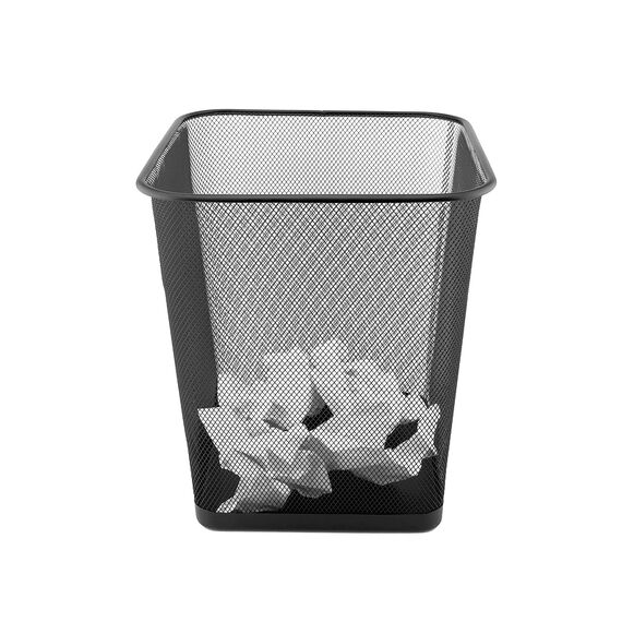 D.RECT Papierkorb Büro 18L - Abfalleimer, Papierkorb aus Drahtgeflecht Mülleimer, Papiereimer - Metall Büroeimer Mesh Eckig, Schwarz