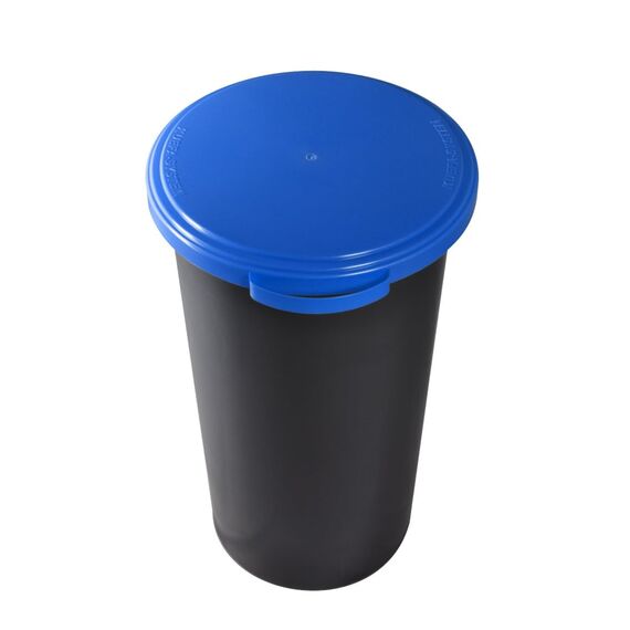 KUEFA 60L Müllsackständer mit flachem Deckel - Gelber Sack Mülleimer (Blau)