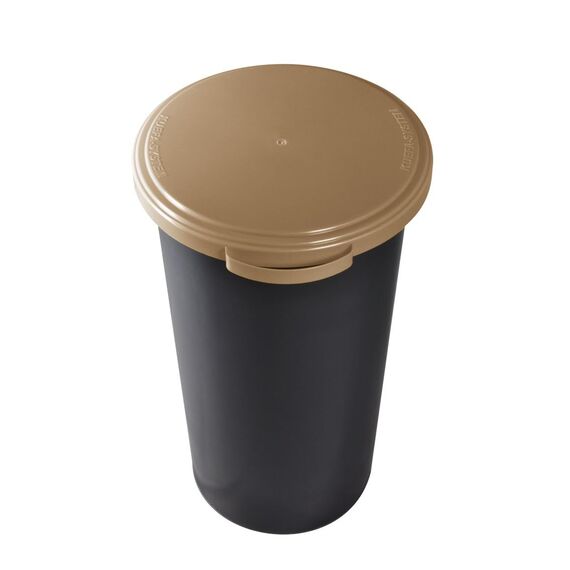 KUEFA 60L Müllsackständer mit flachem Deckel - Gelber Sack Mülleimer (Cappuccino)
