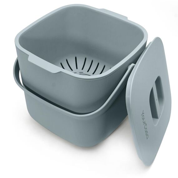 YourCasa Biomülleimer Küche 7L - Komposteimer mit herausnehmbarem Sieb & Deckel - geruchsdicht, spülmaschinenfest & ohne Biomülltüten - Bio Mülleimer für selteneres Entleeren (Mint)