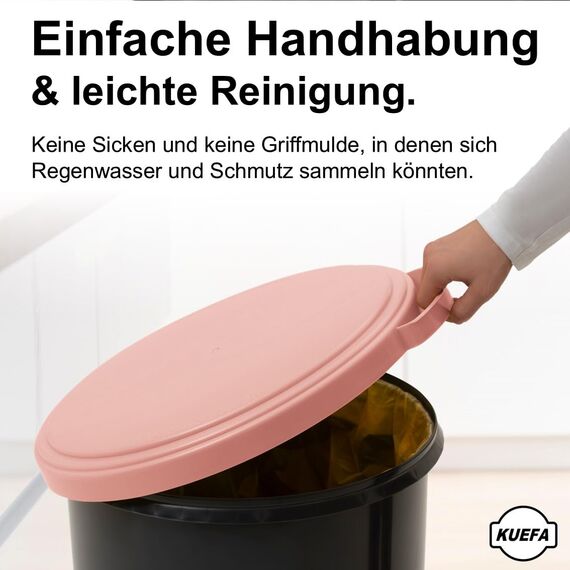 KUEFA 60L Müllsackständer mit flachem Deckel - Gelber Sack Mülleimer (Rosee)