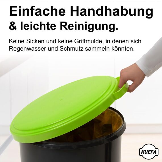 KUEFA 60L Müllsackständer mit flachem Deckel - Gelber Sack Mülleimer (Hellgrün)