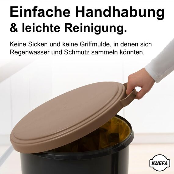 KUEFA 60L Müllsackständer mit flachem Deckel - Gelber Sack Mülleimer (Cappuccino)