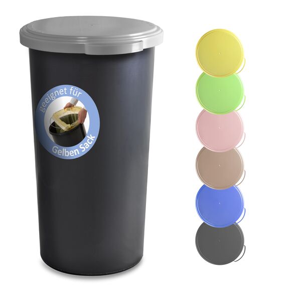 KUEFA VLC 60L Müllsackständer, Mülleimer mit Klemm-Ring Gelber Sack, stabil, strapazierfähig, geruchsdicht, auslaufsicher, universell einsetzbar Pfandflaschen, Leergut (Hellgrau)