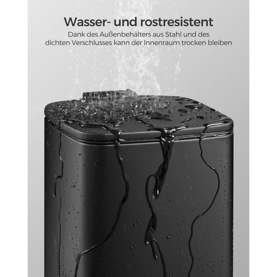 SONGMICS Kosmetikeimer, 6 Liter, Mülleimer Bad, kleiner Abfalleimer, Tretmülleimer, mit Pedal, für kleine Räume, mit Deckel, Softclose, Stahl, schwarz LTB590B0602