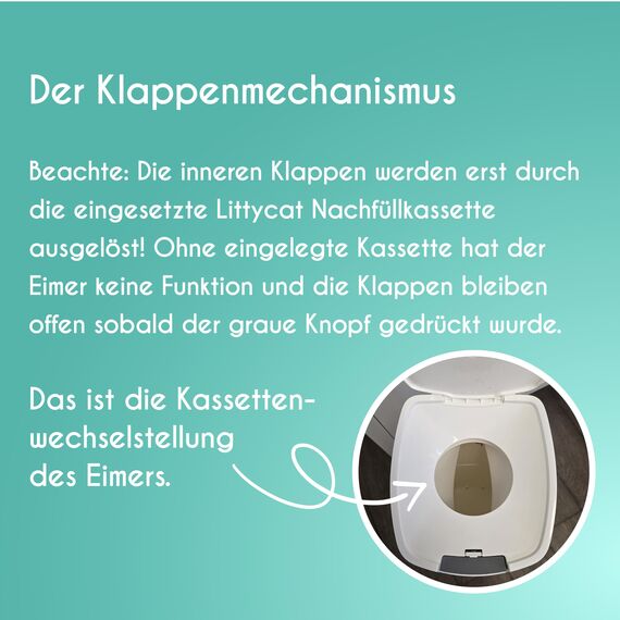 Littycat Katzenstreu Entsorgungseimer mit Schaufel - inkl. Nachfüllkassette - Katzenklo Mülleimer weiß-grau