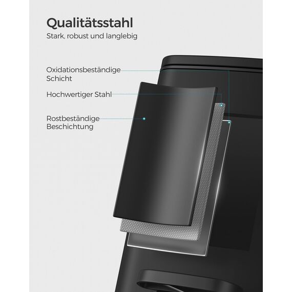 SONGMICS Kosmetikeimer, 6 Liter, Mülleimer Bad, kleiner Abfalleimer, Tretmülleimer, mit Pedal, für kleine Räume, mit Deckel, Softclose, Stahl, schwarz LTB590B0602