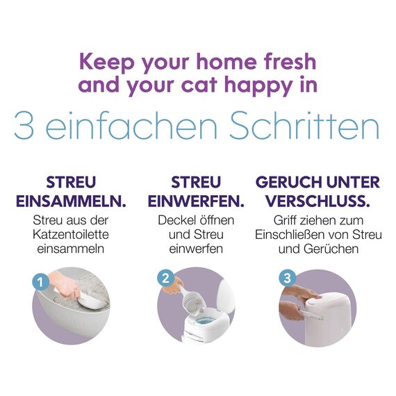 LitterLocker by Litter Genie, DAS ORIGINAL, Katzenstreu-Eimer, 50% ergiebiger, erspart den täglichen Gang zum Mülleimer