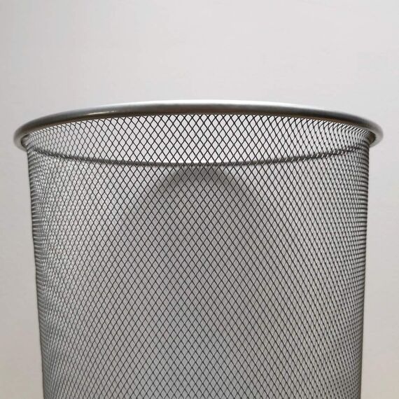 D.RECT Papierkorb Büro 12L - Abfalleimer, Papierkorb aus Drahtgeflecht Mülleimer, Papiereimer - Metall Büroeimer Mesh Runder, Silber